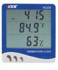 VC230  溫度表 ,測量范圍:溫度：0℃~50℃/濕度：30%~90%RH.整點(diǎn)報時,℃/oF溫度切換顯示,每日鬧鐘,12/24小時制時鐘,日歷顯示





 
